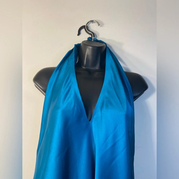 NWT FRENCH CONNECTION | INU SATIN MINI DRESS | OCEAN DEPTHS,SIZE 10 - Picture 7 of 14